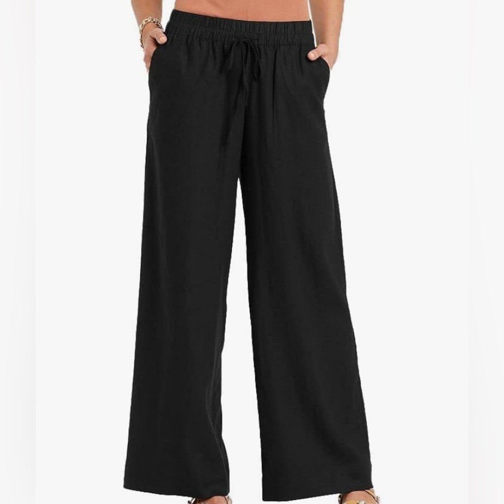 Linen Blend Flowy Pants - A New Day - Size L